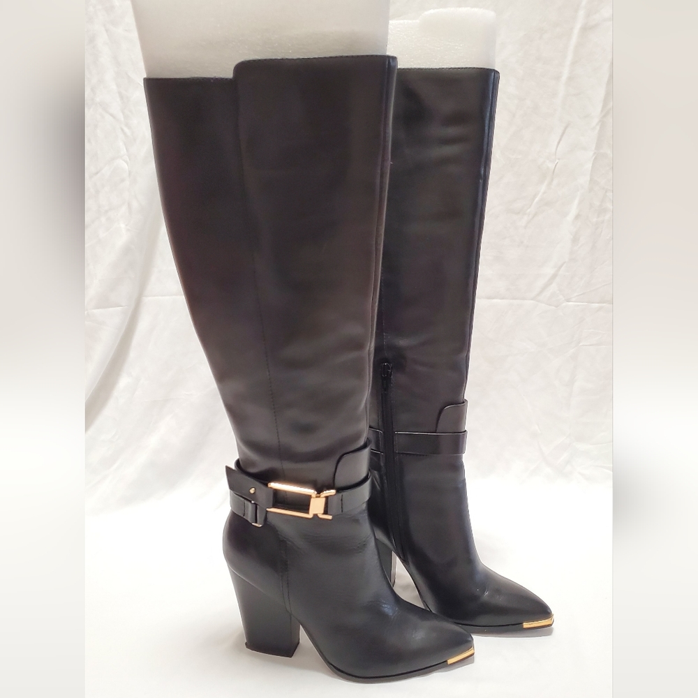 Aldo Yvesa Black Leather Knee Length Boots
